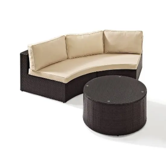 Catalina 2pc Outdoor Wicker Sectional Set - Sand - Crosley image {7}