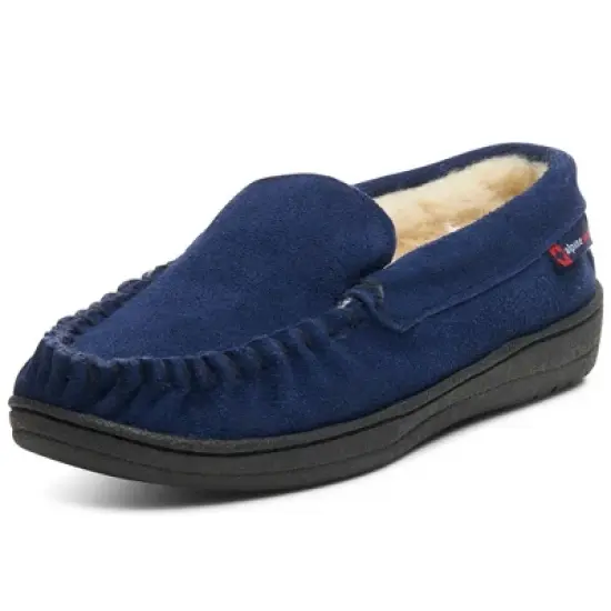 Alpine Swiss Yukon Mens Genuine Suede Shearling Slip On Moccasin Slippers image {8}