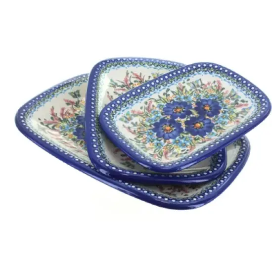 Blue Rose Polish Pottery 6200 Vena 3 Piece Rectangular Serving Set image {6}
