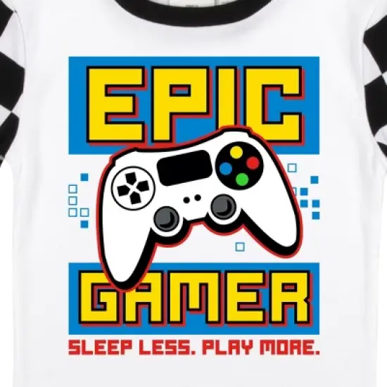 Epic Gamer Youth Boy's Black & White Checkered Short Sleeve Shirt & Sleep Pants Set image {2}