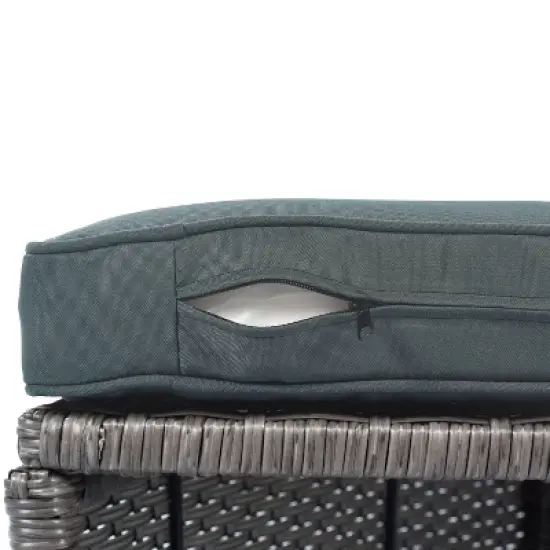 2pc Outdoor Wicker Conversation Sectional Set with Cushions & Half-Moon Side Table for Umbrella - Gray - GODEER image {16}