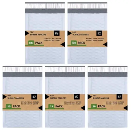 Link Size #2 8.5"x12" Poly Bubble Mailer Self-Sealing Waterproof Shipping Envelopes Pack Of 10/25/50/100/200 image {4}