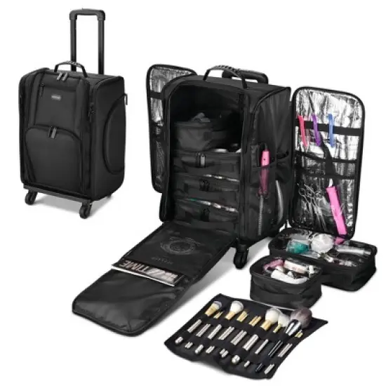 Byootique Rolling Makeup Case with Independent Travel Toiletry Bags Black image {7}