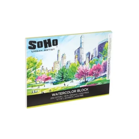 SoHo Urban Artist Watercolor Blocks - 140lb 20 Sheets Cold Press, Professional, Sustainable, Acid-Free image {8}
