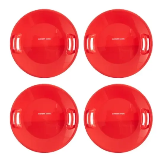 Slippery Racer Heavy-Duty Cold Resistant Downhill Pro Adults and Kids Plastic Outdoor Winter Saucer Disc Snow Sled with Handles, Red, 4 Pack image {6}