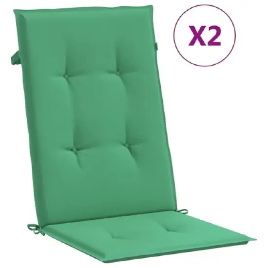 vidaXL Highback Chair Cushion Set of 2 Green 100% Polyester image {10}
