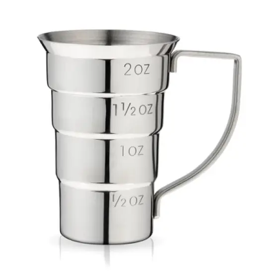 Viski Stepped Jigger With Handle, 4 Measurement Markings, Measuring Cup for Cocktail Recipes, 0.5 oz, 1 oz, 1.5 oz, & 2 oz, Stainless Steel, Silver image {8}