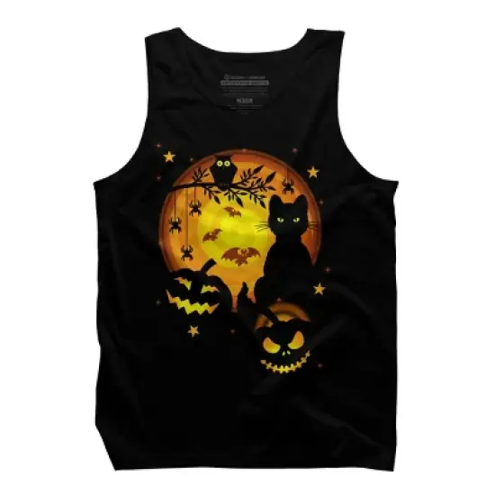 Men's Design By Humans Halloween Kitty By artizan16 Tank Top image {4}