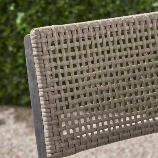 Polaris 5pc Wood and Wicker 26" Square Bar Set Dark Gray - Christopher Knight Home image {2}