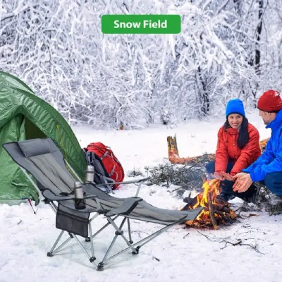 MUKE Camping Chair, Adjustable Recliner Chair with Footrest, Headrest, Cup Holder & Storage, Indoor & Outdoor Comfort image {8}