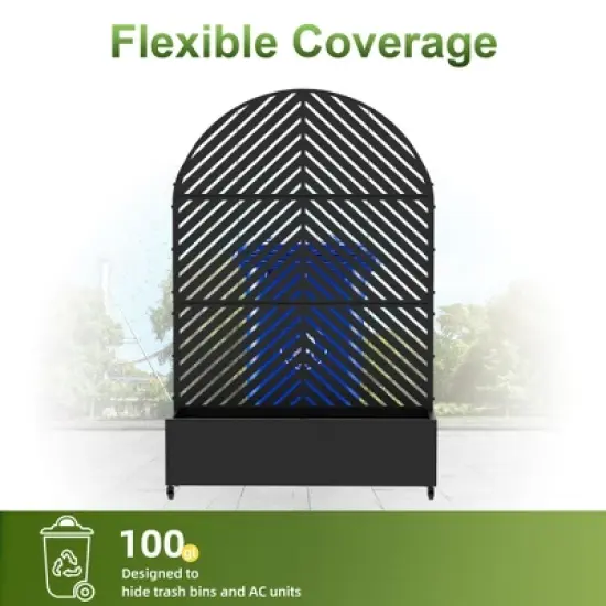 73" x 47" Wrought Iron Black Arch Planter Box with Climbing Rack (Parallel Line ) image {4}