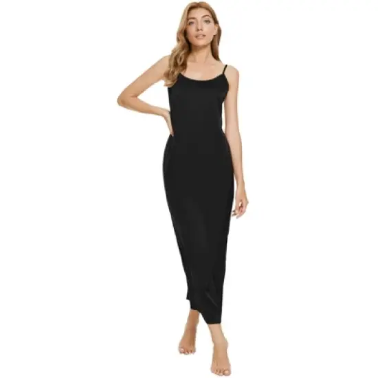 cheibear Womens Satin Pajama Cami Dress Nightshirt Sleepwear Lounge Long Nightgown image {8}