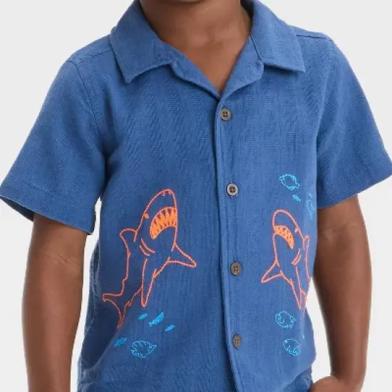 Toddler Boys' Embroidered Shark T-Shirt - Cat & Jack&trade; Dark Blue image {1}