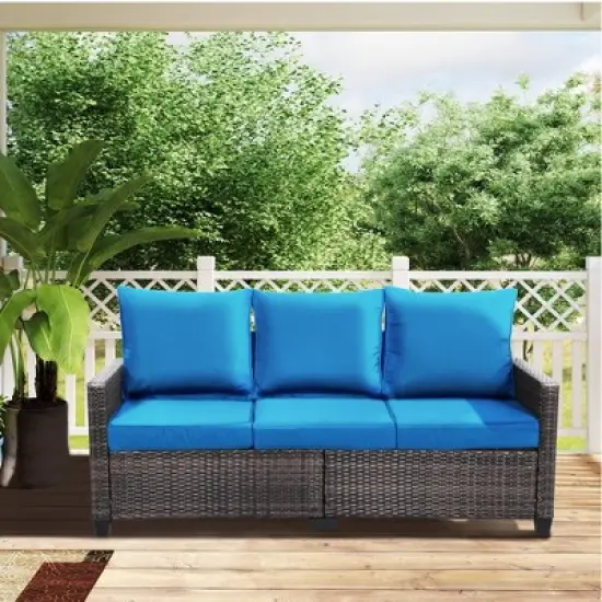 Decksplore Patio Furniture Set 3 Piece Wicker Outdoor Furniture All-Weather PE Rattan with Cushions image {3}