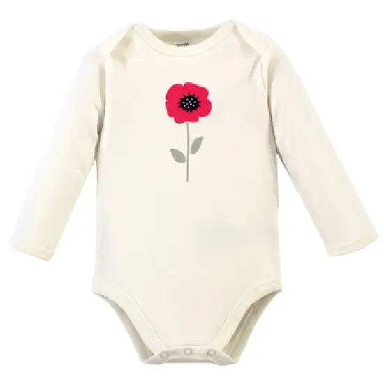 Touched by Nature Baby Girl Organic Cotton Long-Sleeve Bodysuits 5pk, Poppy image {5}