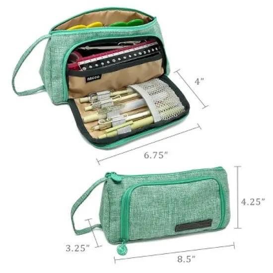 Wrapables Large Capacity Pencil Case, Portable Pencil Pouch for Stationery Office Supplies, Green image {1}