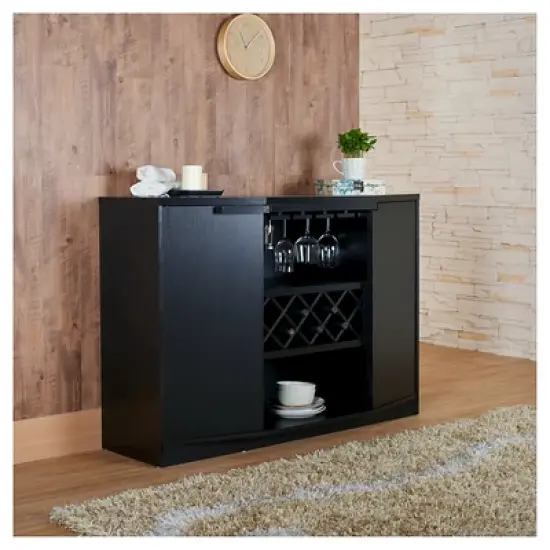 Rosio Transitional Criss Cross Wine Storage Dining Buffet Black - HOMES: Inside + Out image {4}