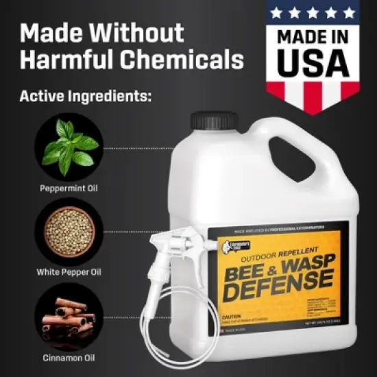 Exterminators Choice Bee and Wasp Defense, 1 Gallon Spray, Natural Bee Deterrent for Patio, Indoor and Outdoor Use, Safe for Kids and Pets image {3}