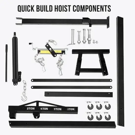2 Ton Folding Hydraulic Engine Hoist with Leveler, 4400 LBS ，with Telescopic Boom & 6 Casters, for Garage Workshop Warehouse image {2}