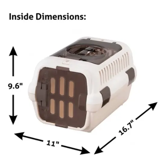 Richell: Double Door Pet Carrier II - Small White - Dog & Cat Transporter, Collapsible, Clear Top & Front Doors, Pets Up to 11lb, Latches to Seat Belt image {1}