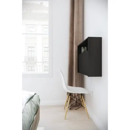 Slim Small Wall Mounted Secretary Desk Black - Nexera image {4}