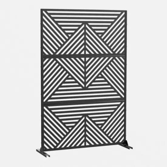 PexFix 72 in. x 47 in. Outdoor Metal Privacy Screen Garden Fence in Geometry Pattern in Black image {9}