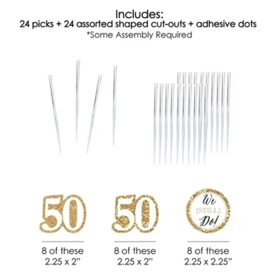 Big Dot of Happiness We Still Do - 50th Wedding Anniversary - Dessert Cupcake Toppers - Anniversary Party Clear Treat Picks - Set of 24 image {4}