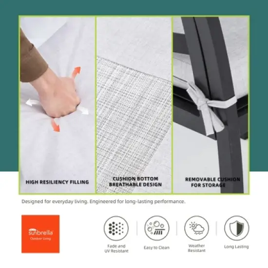 7-Piece Outdoor Patio Aluminum Dining Set with 59" Rectangular Table, 6 Cushioned Armchairs, and Umbrella Hole image {5}