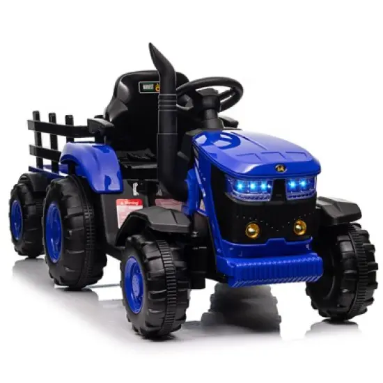 Garvee 12V Kids Ride on Tractor with Remote Control, Tractor with Trailer,Music, 3-Gear-Shift, Safety Belt,for Boys Girls image {7}