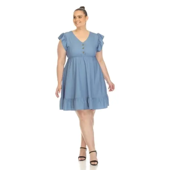 Plus Size Ruffle Sleeve Knee-Length Dress image {3}