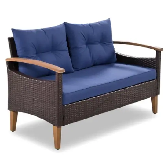 Maliang 4-Piece Patio Sofa Set, PE Rattan Outdoor Sofa Set With soft Cushions image {5}