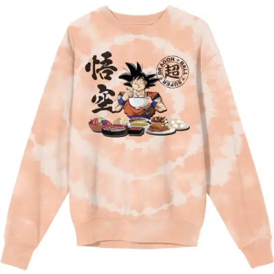 Dragon Ball Super Goku Feast Men's Icy Peach Spiral Dye Sweatshirt image {2}