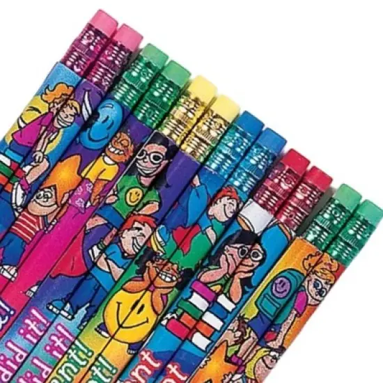Incentive Pencils for Students (24 Pack) - Fun Designs, Motivational Messages, #2 HB Lead image {2}