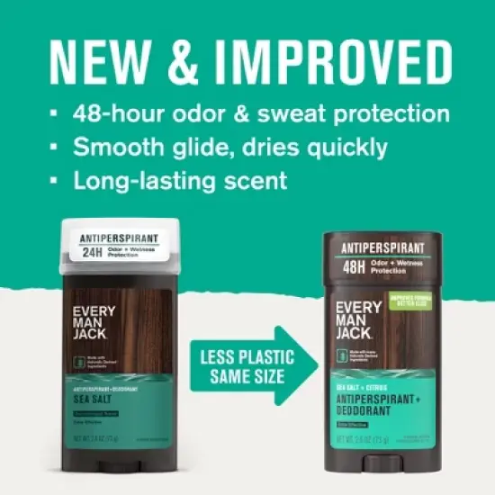 Every Man Jack Men's Solid Antiperspirant & Deodorant Sea Salt - 2.6oz image {9}