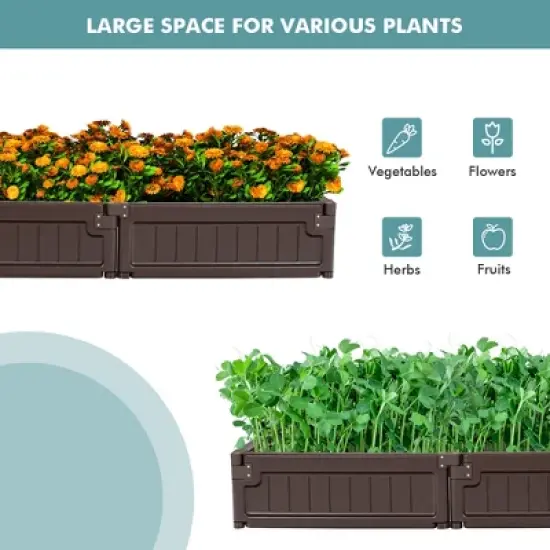 Costway Raised Garden Bed Kit Outdoor Planter Box  Planting Flower Container Brown image {7}