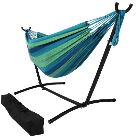 Sunnydaze Large Double Brazilian Hammock with Stand and Carrying Case - 400 lb Weight Capacity image {9}