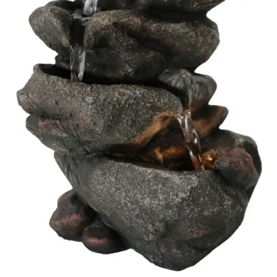 Sunnydaze Indoor Office Entryway Tabletop Serene Rocky Falls Water Fountain Feature with LED Light - 10" image {4}