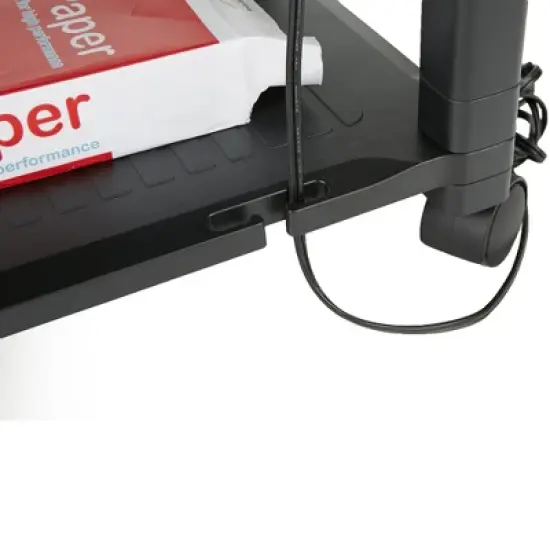 Mind Reader Adjustable Printer Stand with Wheels 2-Tier Shelf, Under Desk Mobile Rolling Cart has  Storage and Cable Management for Printer, Black image {2}