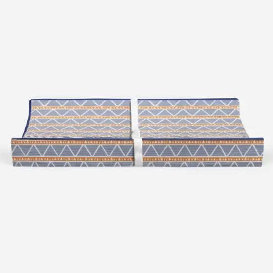 Bacati - Liam Orange/Navy Large Triangles Quilted Muslin Changing Pad Cover image {5}