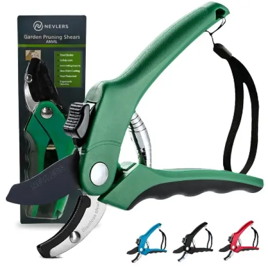 Nevlers Anvil Garden Shears - Stainless Steel Blade, Green image {8}