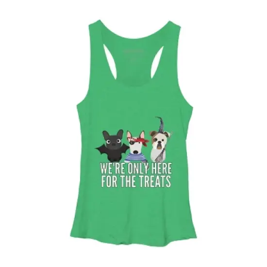 Women's Design By Humans Dog Halloween - We're Only Here For The Treats By PedigreePrints Racerback Tank Top image {8}