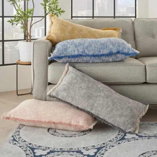 14"x30" Life Styles Woven Fringe Lumbar Throw Pillow - Mina Victory image {3}
