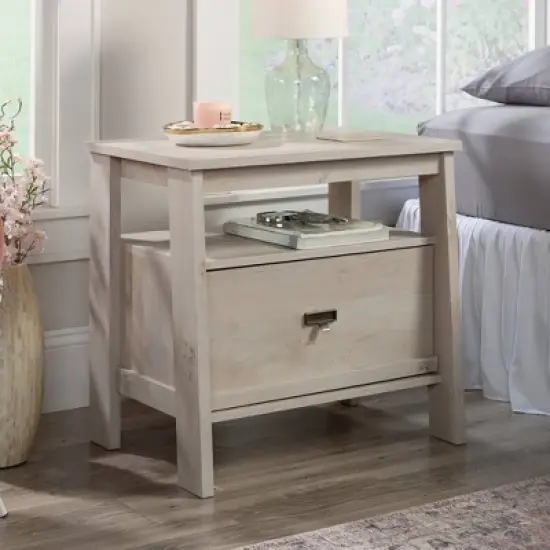 Trestle 1 Drawer Night Stand Chalked Chestnut - Sauder image {1}