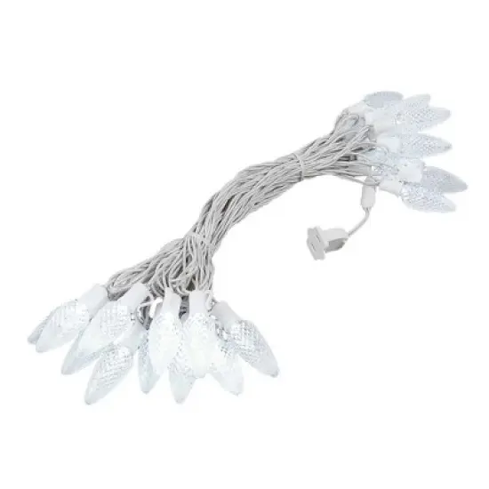 Novelty Lights 25 Feet 25 Light C9 Diamond Faceted LED String Lights, Pre-Lamped Holiday Lights on White Wire, UL Listed, Connectable image {5}