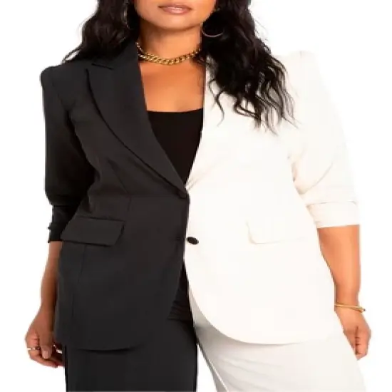 ELOQUII Women&rsquo;s Plus Size Colorblock Blazer image {3}