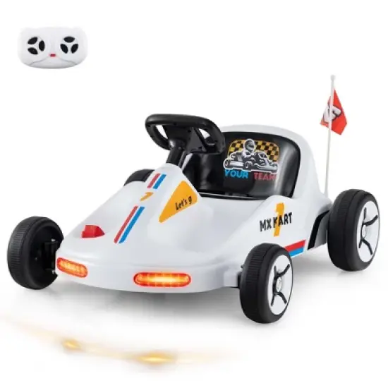 Costway 12V Kids Electric Go Kart 7AH Battery Powered Ride on Race Toy with Remote Control Blue/Red/White image {12}