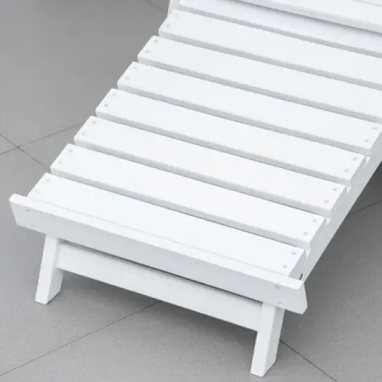 Outsunny Folding Adirondack Chair with Pull Out Ottoman, Outdoor Fir Wood Fire Pit Chair with Footrest, Porch Fanback Lounge for Patio, Garden, White image {5}