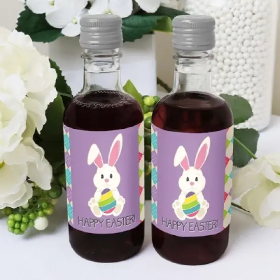 Big Dot of Happiness Hippity Hoppity - Mini Wine and Champagne Bottle Label Stickers - Easter Bunny Party Favor Gift for Women and Men - Set of 16 image {4}