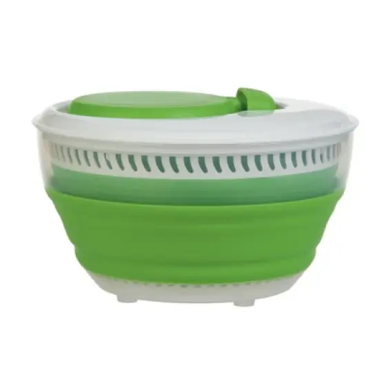 Prepworks Collapsible 3qt Salad Spinner: Dishwasher-Safe, Nonslip Base, Adjustable Handle, Green Lettuce Spinner image {6}