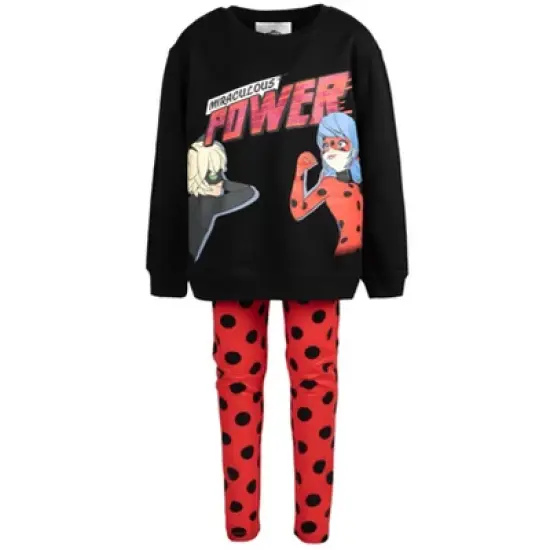 Miraculous Cat Noir Ladybug Girls French Terry Sweatshirt and Leggings Outfit Set toddler to Big Kid  image {4}